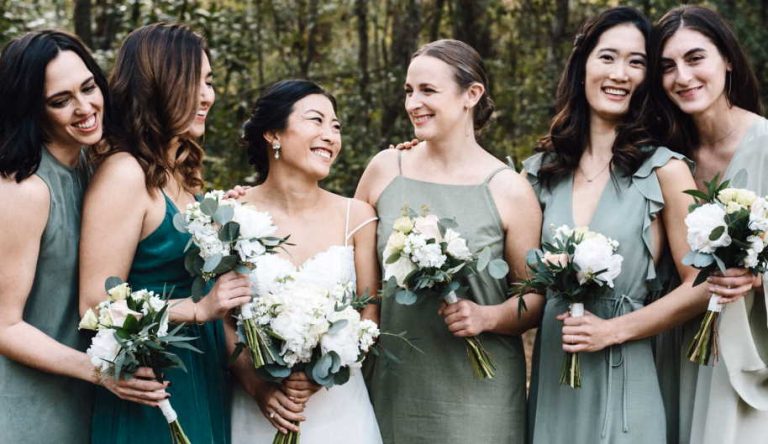 bridesmaids same neckline as bride