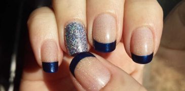 What color nails should I do with a navy blue dress for a wedding
